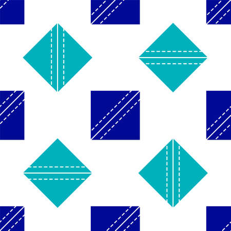 Blue Textile fabric roll icon isolated seamless pattern on white background. Roll, mat, rug, cloth,...