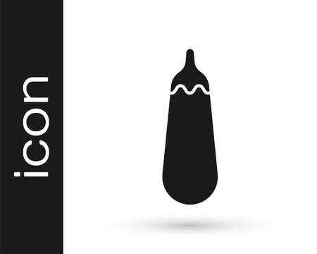 Black Eggplant icon isolated on white background. Vectorのイラスト素材