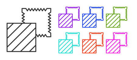 Black line Textile fabric roll icon isolated on white background. Roll, mat, rug, cloth, carpet or paper roll icon. Set icons colorful. Vectorのイラスト素材