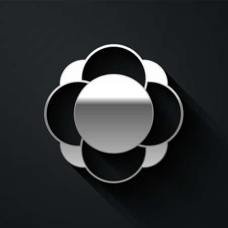 Silver Molecule icon isolated on black background. Structure of ...