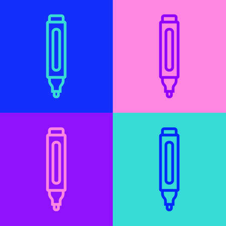 Pop art line Marker pen icon isolated on color background. Vectorのイラスト素材