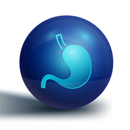 Blue Human stomach icon isolated on white background. Blue circle button. Vectorのイラスト素材