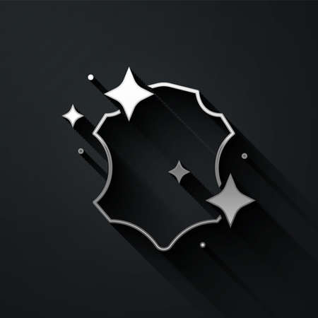 Silver Leather icon isolated on black background. Long shadow style. Vectorのイラスト素材