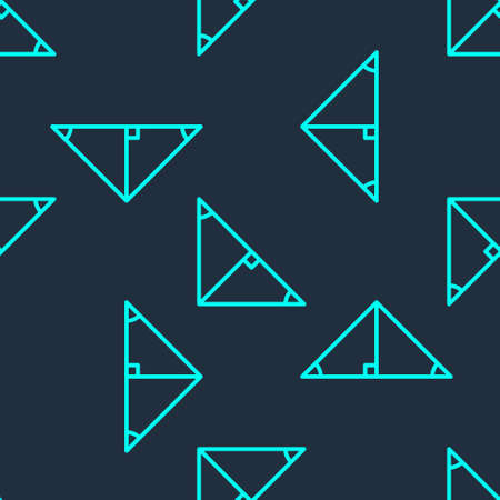 Green line Angle bisector of a triangle icon isolated seamless pattern on blue background. Vectorのイラスト素材