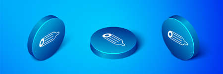 Isometric Fresh cucumber icon isolated on blue background. Blue circle button. Vectorのイラスト素材