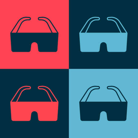 Pop art Safety goggle glasses icon isolated on color background. Vector