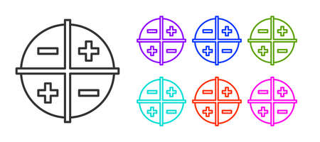 Black line XYZ Coordinate system icon isolated on white background. XYZ axis for graph statistics display. Set icons colorful. Vectorのイラスト素材