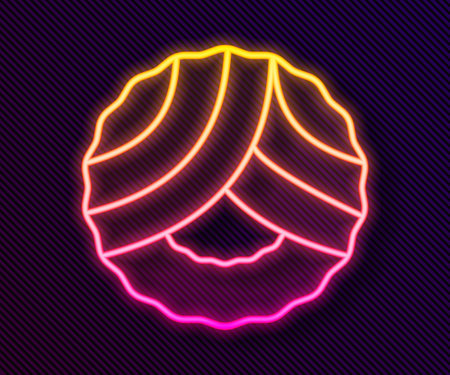 Glowing neon line Memorial wreath icon isolated on black background. Funeral ceremony. Vectorのイラスト素材