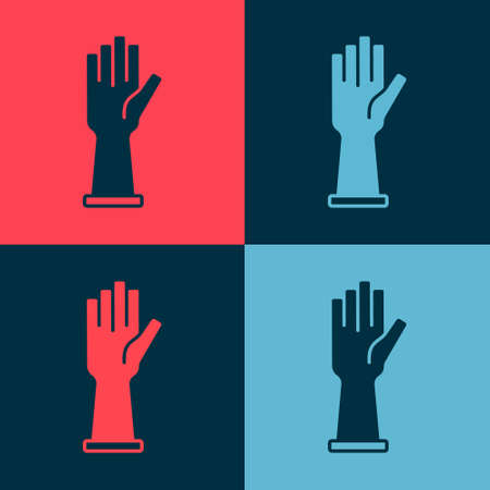 Pop art Medical rubber gloves icon isolated on color background. Protective rubber gloves. Vectorのイラスト素材