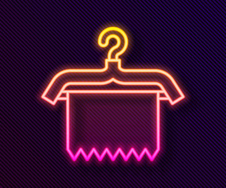 Glowing neon line Hanger wardrobe icon isolated on black background. Clean towel sign. Cloakroom icon. Clothes service symbol. Laundry hanger. Vectorのイラスト素材