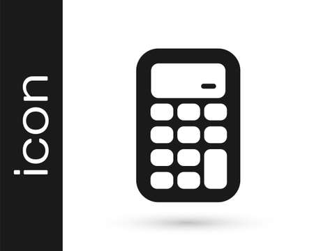 Black Calculator icon isolated on white background. Accounting symbol. Business calculations mathematics education and finance. Vectorのイラスト素材