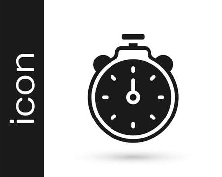 Black Stopwatch icon isolated on white background. Time timer sign. Chronometer sign. Vectorのイラスト素材