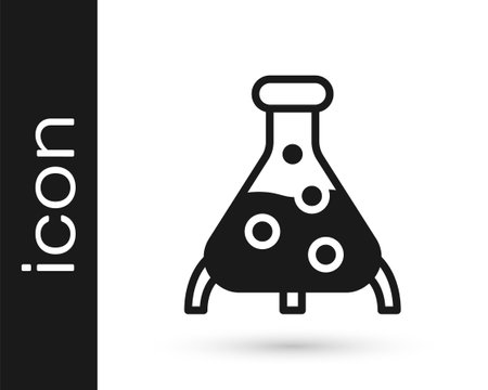 Black Test tube and flask chemical laboratory test icon isolated on white background. Laboratory glassware sign. Vectorのイラスト素材