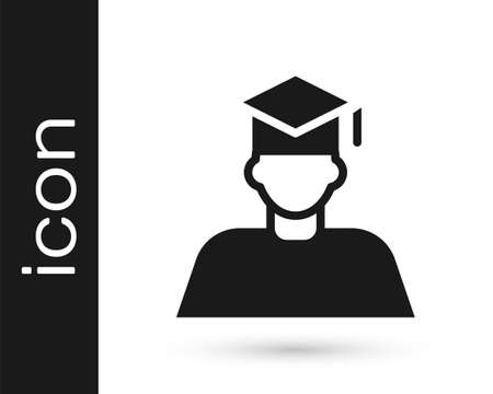 Black Graduate and graduation cap icon isolated on white background. Vectorのイラスト素材