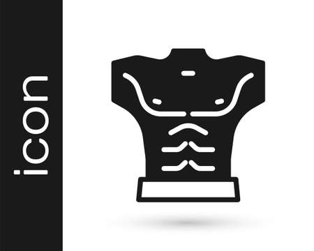 Black Bodybuilder showing his muscles icon isolated on white background. Fit fitness strength health hobby concept. Vectorのイラスト素材