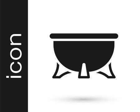 Black Halloween witch cauldron icon isolated on white background. Happy Halloween party. Vectorのイラスト素材