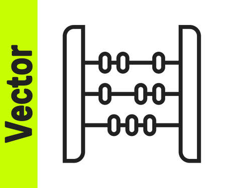 Black line Abacus icon isolated on white background. Traditional counting frame. Education sign. Mathematics school. Vectorのイラスト素材