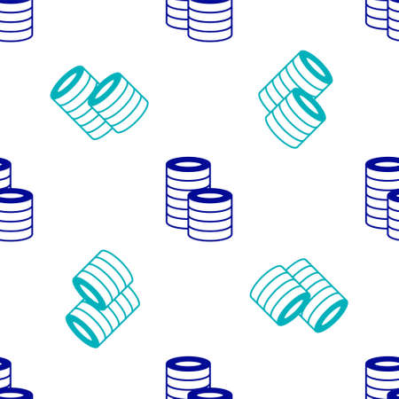 Blue Casino chips icon isolated seamless pattern on white background. Casino gambling. Vectorのイラスト素材