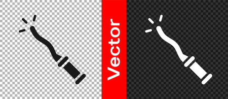 Black Magic wand icon isolated on transparent background. Star shape magic accessory. Magical power. Happy Halloween party. Vectorのイラスト素材