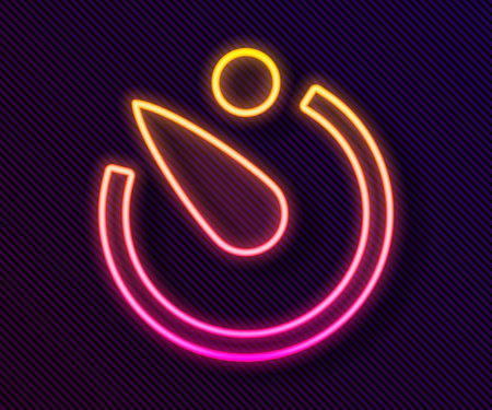 Glowing neon line Camera timer icon isolated on black background. Photo exposure. Stopwatch timer seconds. Vectorのイラスト素材