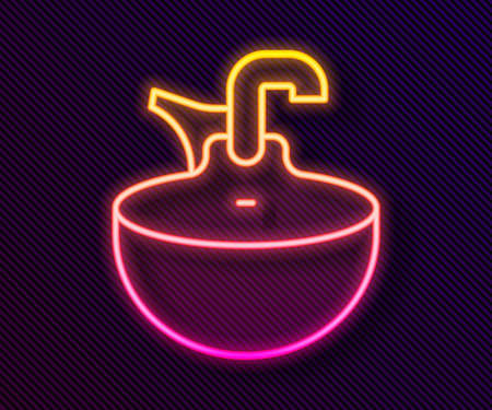 Glowing neon line Washbasin icon isolated on black background. Barber washing chair with washbasin. Hair washing chair. Vectorのイラスト素材