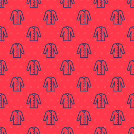 Blue line Raincoat icon isolated seamless pattern on red background. Vectorのイラスト素材