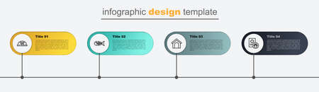 Set line Clinical record pet, Dog house, Fish skeleton and Pet food bowl. Business infographic template. Vectorのイラスト素材