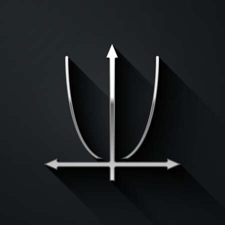 Silver Graph, schedule, chart, diagram, infographic, pie graph icon isolated on black background. Long shadow style. Vectorのイラスト素材