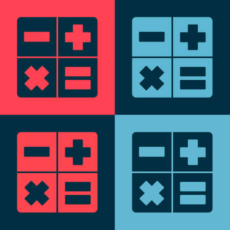Pop art Calculator icon isolated on color background. Accounting symbol. Business calculations mathematics education and finance. Vectorのイラスト素材