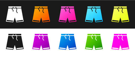 Set Swimming trunks icon isolated on black and white background. Vectorのイラスト素材