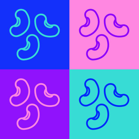 Pop art line Beans icon isolated on color background. Vectorのイラスト素材