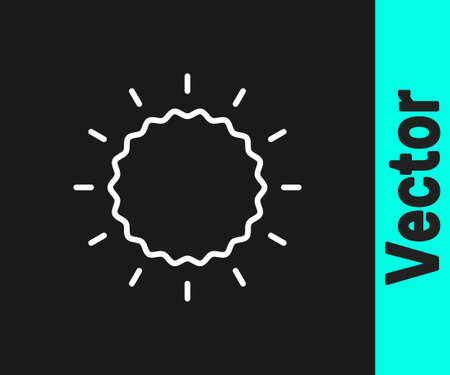 White line Sun icon isolated on black background. Vectorのイラスト素材