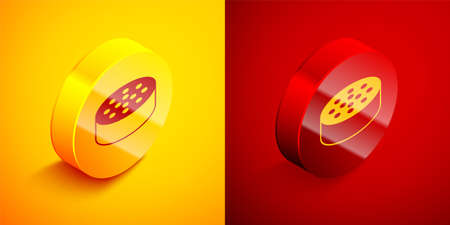 Isometric Water sensor icon isolated on orange and red background. Circle button. Vectorのイラスト素材