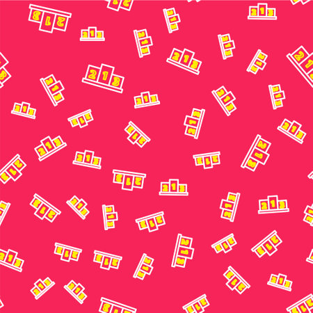 Line Award over sports winner podium icon isolated seamless pattern on red background. Vectorのイラスト素材