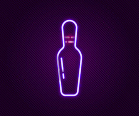 Glowing neon line Bowling pin icon isolated on black background. Colorful outline concept. Vectorのイラスト素材