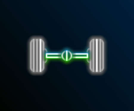 Glowing neon line Chassis car icon isolated on black background. Colorful outline concept. Vectorのイラスト素材