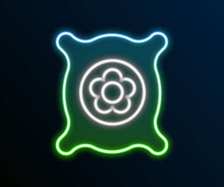 Glowing neon line Pack full of seeds of a specific plant icon isolated on black background. Colorful outline concept. Vectorのイラスト素材