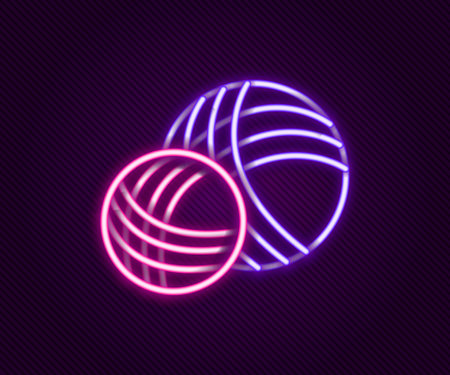 Glowing neon line Yarn ball icon isolated on black background. Label for hand made, knitting or tailor shop. Colorful outline concept. Vectorのイラスト素材