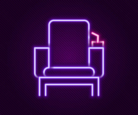 Glowing neon line Cinema chair icon isolated on black background. Colorful outline concept. Vectorのイラスト素材