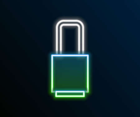 Glowing neon line Lock icon isolated on black background. Padlock sign. Security, safety, protection, privacy concept. Colorful outline concept. Vectorのイラスト素材