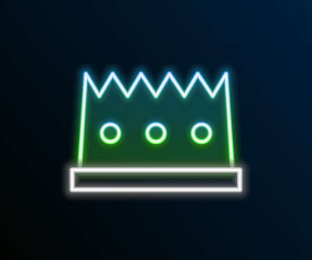 Glowing neon line King crown icon isolated on black background. Colorful outline concept. Vectorのイラスト素材