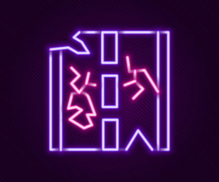 Glowing neon line Broken road icon isolated on black background. Colorful outline concept. Vectorのイラスト素材