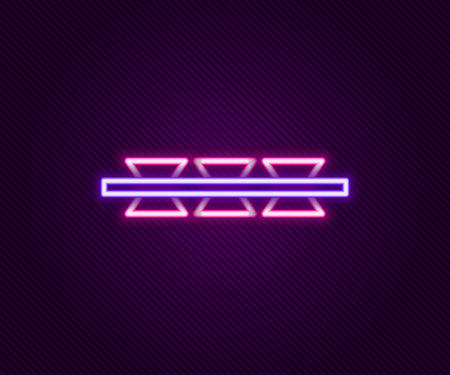 Glowing neon line Barbed wire icon isolated on black background. Colorful outline concept. Vectorのイラスト素材