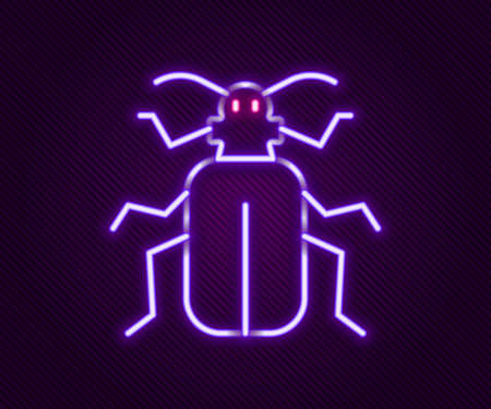 Glowing neon line Chafer beetle icon isolated on black background. Colorful outline concept. Vectorのイラスト素材