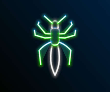 Glowing neon line Spider icon isolated on black background. Happy Halloween party. Colorful outline...