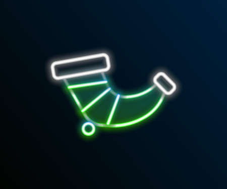 Glowing neon line Hunting horn icon isolated on black background. Colorful outline concept. Vectorのイラスト素材
