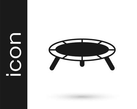 Black Jumping trampoline icon isolated on white background. Vectorのイラスト素材