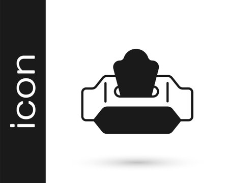 Black Wet wipe pack icon isolated on white background. Vectorのイラスト素材