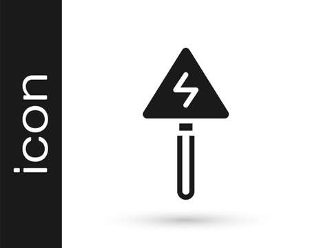Black High voltage sign icon isolated on white background. Danger symbol. Arrow in triangle. Warning icon. Vectorのイラスト素材