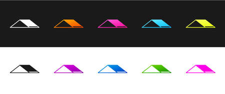 Set Skate park icon isolated on black and white background. Set of ramp, roller, stairs for a skatepark. Extreme sport. Vectorのイラスト素材